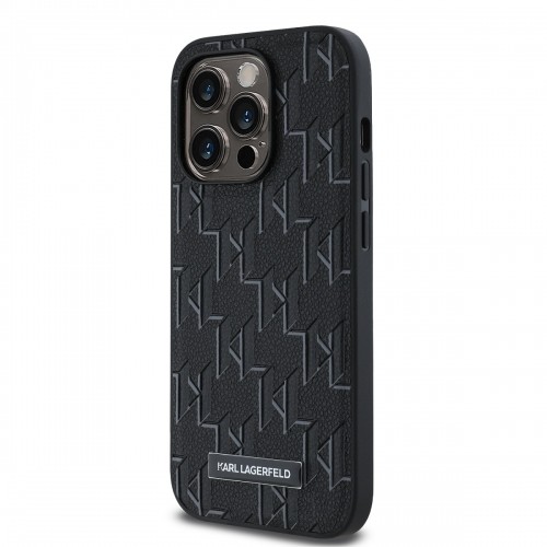 Karl Lagerfeld PU Leather Monogram Metal Logo MagSafe Case for iPhone 14 Pro Black image 2