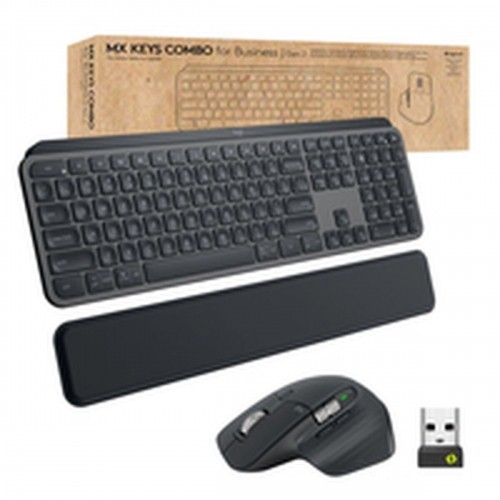 Klaviatūra un Pele Logitech MX Keys Combo for Business Pelēks Tērauds Vācu QWERTY image 2