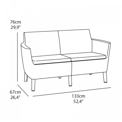 Keter Dārza dīvāns divvietīgs Salemo 2 Seater Sofa brūns image 2