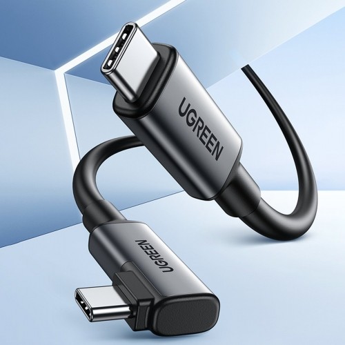 Угловой кабель Ugreen USB Type C - USB Type C для зарядки 60 Вт | передачи данных с поддержкой очков виртуальной реальности (например, Oculus Quest 2) 5 м черный (US551) image 2