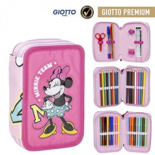 Triple Pencil Case Minnie Mouse Fuchsia 12,5 x 6,5 x 19,5 cm image 2