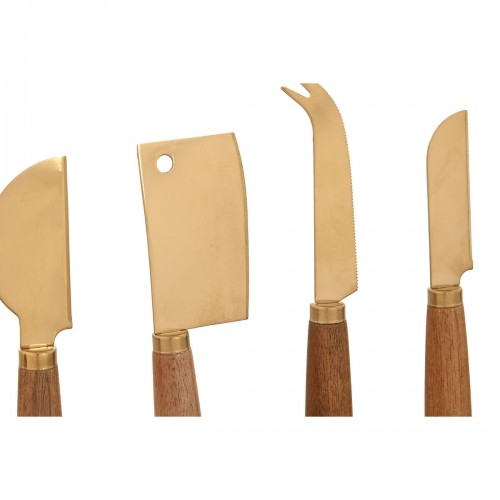 Ножи для Сыра Home ESPRIT Позолоченный Натуральный Нержавеющая сталь древесина акации 2 штук (3 Предметы) image 2