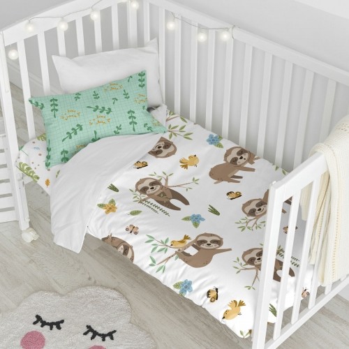 Duvet cover set HappyFriday Moshi Moshi Happy Sloth Multicolour Baby Crib 2 Pieces image 2