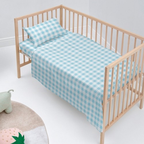 Bedding set HappyFriday Basic Kids Vichy Blue Baby Crib 2 Pieces image 2