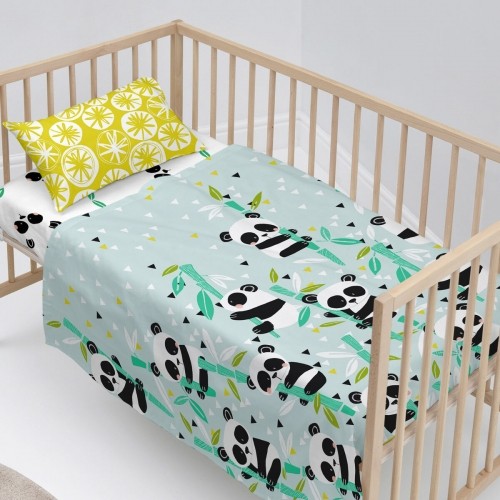 Bedding set HappyFriday Moshi Moshi Panda garden blue Blue Baby Crib 2 Pieces image 2