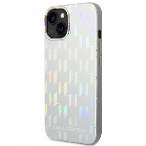 Karl Lagerfeld Iridescent Monogram Case for iPhone 14 Plus Silver image 2