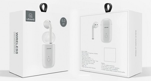 Usams LB Mono Airpod Bluetooth 5.0 Гарнитура с Микрофоном (MMEF2ZM/A) Aналоговая Белый image 3