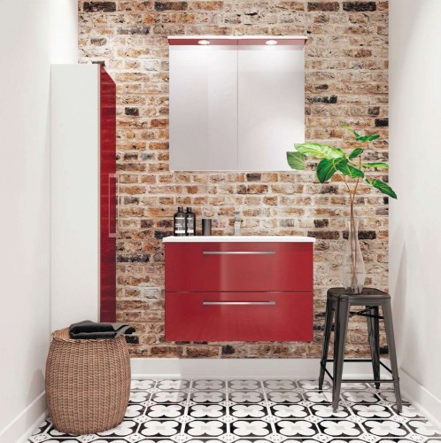 Высокий шкаф для ванной Raguvos Baldai ALLEGRO 35 CM glossy red/white 1130209 image 3