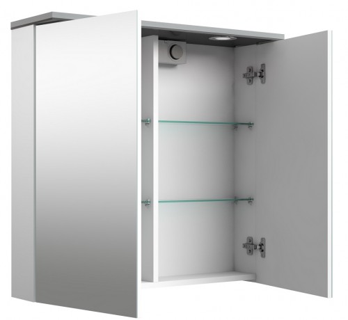Шкафчик с зеркальными дверцами и LED подсветкой Raguvos Baldai ALLEGRO 76 CM glossy grey/white 1104407 image 3