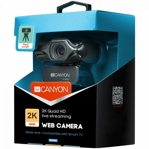 CANYON C6 2k Ultra full HD 3.2Mega webcam with USB2.0 connector, built-in MIC, Manual focus, IC SN5262, Sensor Aptina 0330, viewing angle 80°, with tripod, cable length 2.0m, Grey, 61.1*47.7*63.2mm, 0.182kg image 3