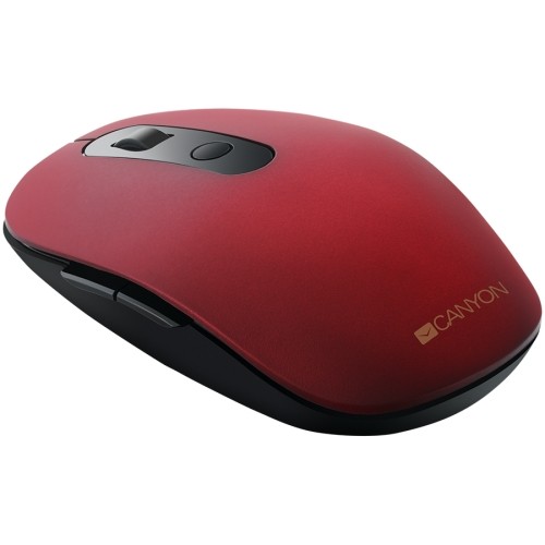 CANYON MW-9 2 in 1 Wireless optical mouse with 6 buttons, DPI 800/1000/1200/1500, 2 mode(BT/ 2.4GHz), Battery AA*1pcs, Red, silent switch for right/left keys, 65.4*112.25*32.3mm, 0.092kg image 3
