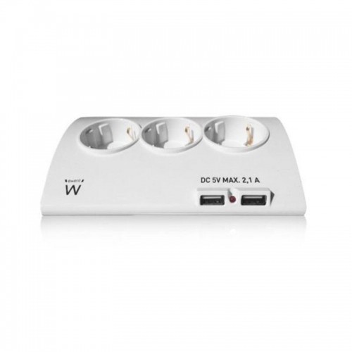 Power Socket - 5 sockets with Switch Ewent EW3932 1,5 m 2 x USB 2,1 A 2500W White image 3