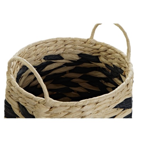 Basket set DKD Home Decor Black Light brown Natural Fibre Boho 30 x 30 x 30 cm 2 Pieces (2 Units) image 3