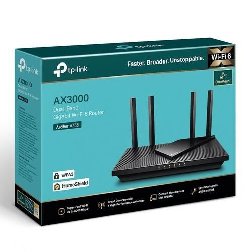 TP-LINK Archer AX55 wireless router Gigabit Ethernet Dual-band (2.4 GHz / 5 GHz) Black image 3
