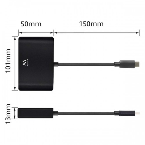 Докстанция Ewent EW9827 USB C HDMI VGA RJ45 4K 5 Gbps image 3