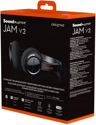 SOUND BLASTER CREATIVE JAM V2 Bezvadu Bluetooth austiņas, melnas image 3