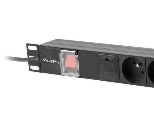 Lanberg PDU-06E-0200-BK power distribution unit (PDU) 6 AC outlet(s) 1U Black image 3