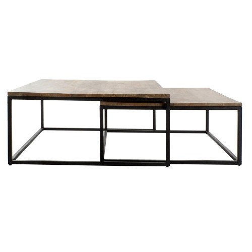 Set of 2 tables DKD Home Decor Brown Black 90 x 90 x 40 cm image 3