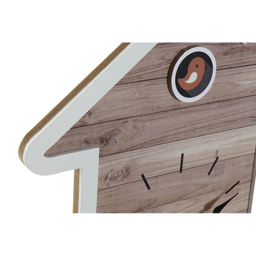 Wall Clock DKD Home Decor 32 x 5 x 56 cm Natural White Plastic House MDF Wood (2 Units) image 3