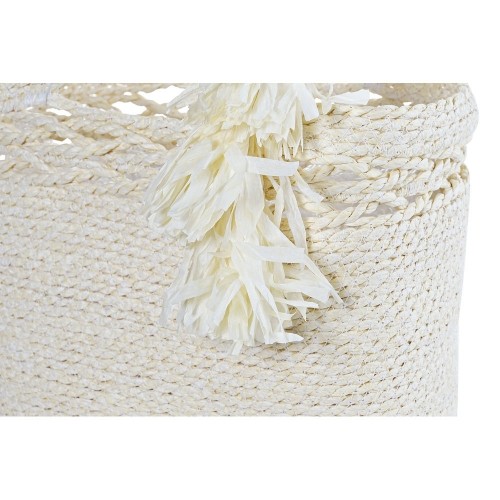 Basket DKD Home Decor Beige Natural Fibre Boho 36 x 29 x 48 cm image 3