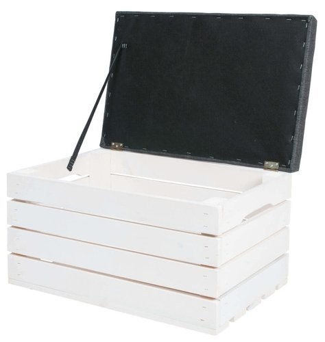 Iso Trade Vintage Style Soft Pouffe Organiser Storage Box Grey Cushion 3636 (15252-0) image 3