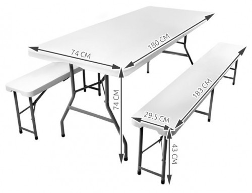 Malatec Folding garden table 180 cm + 2 benches (11960-0) image 3