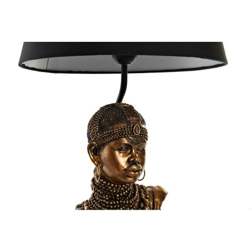 Desk lamp DKD Home Decor Black Golden Polyester Resin African Woman (31 x 31 x 58 cm) image 3