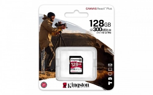 Kingston Memory card SD 128GB Canvas React Plus 300/260 UHS-II U3 image 3