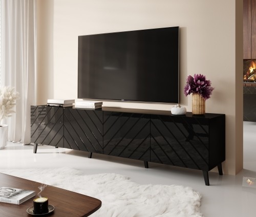 Cama Meble RTV cabinet ABETO 200x42x52 black glossy image 3