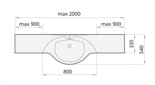 PAA BETA IB1000/01 Akmens masas izlietne 800 - 1000 mm - krāsaina image 3