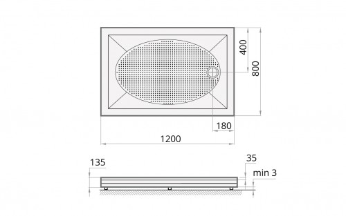 PAA ART 800x1200 mm KDPART80X120/01 cast stone shower tray with panel and adjustable feets - colored image 3