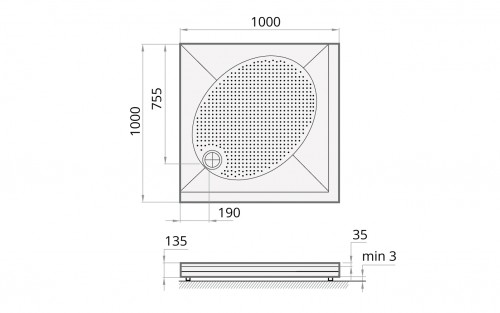 PAA ART KV 100 KDPARTKV100/01 cast stone shower tray with panel and adjustable feets - colored image 3