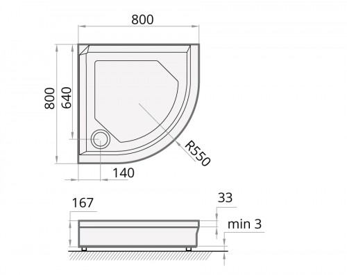 PAA CLASSIC RO80 R550 KDPCLRO80/01 cast stone shower tray with panel and adjustable feets - colored  image 3