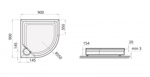 PAA CLASSIC NEW RO90 KDPCLNRO90/01 cast stone shower tray with panel and adjustable feets - colored  image 3