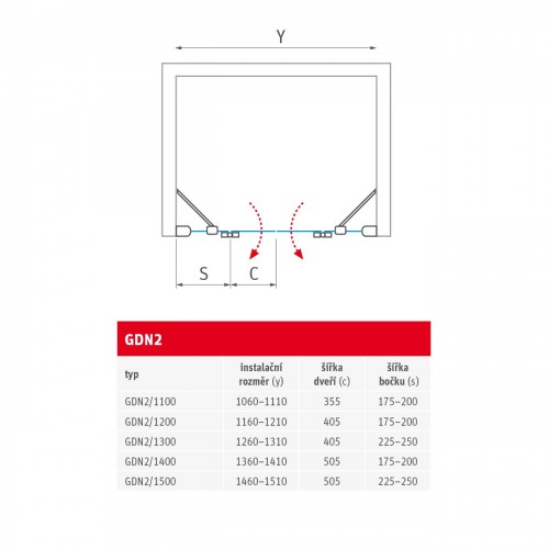 Roth GDN2/1500 138-1500000-00-02 двустворчатая душевая дверь image 3