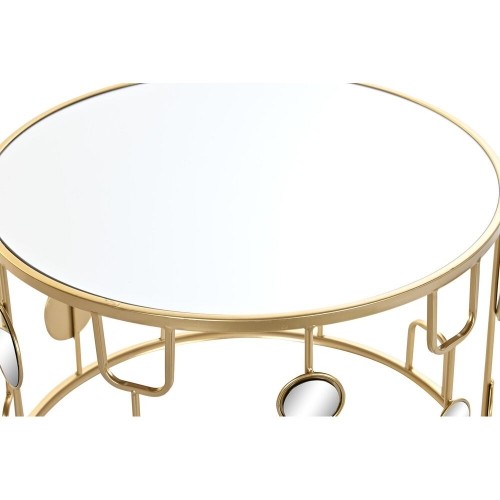 Set of 2 small tables DKD Home Decor Mirror Golden Metal (80 x 80 x 45 cm) (2 pcs) image 3