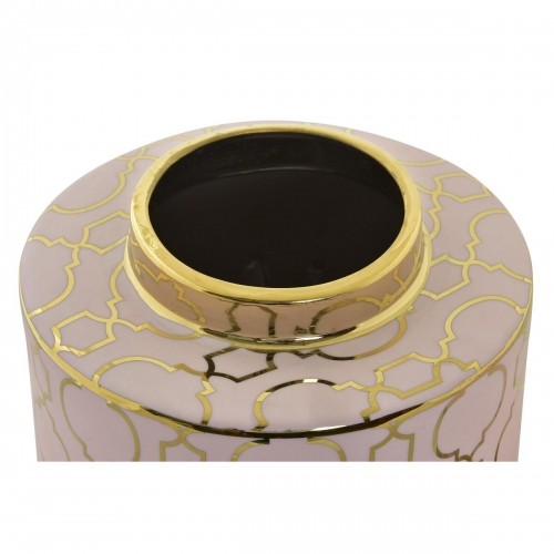 Vase DKD Home Decor Porcelain Pink Golden Oriental Chromed 18 x 18 x 16 cm image 3