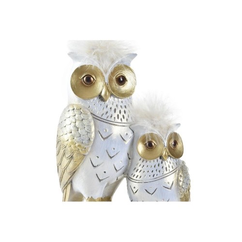 Decorative Figure DKD Home Decor 14,5 x 9 x 26 cm Owl Golden White image 3