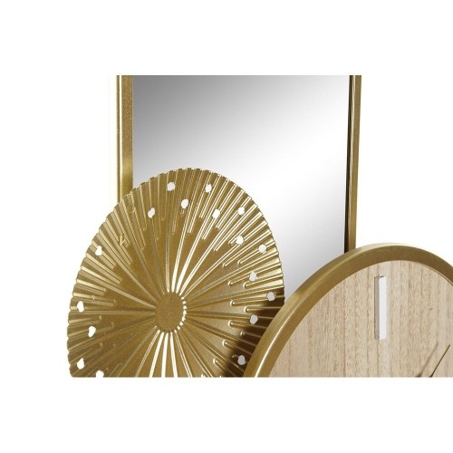 Table clock DKD Home Decor 26 x 8 x 53 cm Mirror Natural Golden Metal MDF Wood image 3