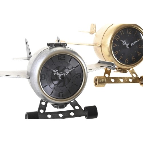 Настольные часы DKD Home Decor Самолет Стеклянный Серебристый Позолоченный Железо (23 x 16 x 13 cm) (2 штук) image 3