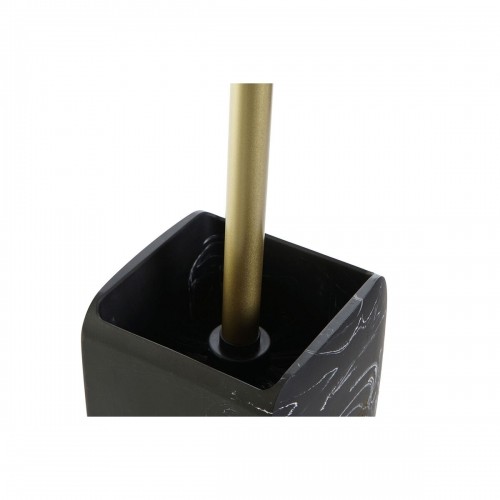 Щетка для унитаза DKD Home Decor Чёрный Позолоченный Металл Смола Мрамор (9,5 x 9,5 x 37 cm) image 3