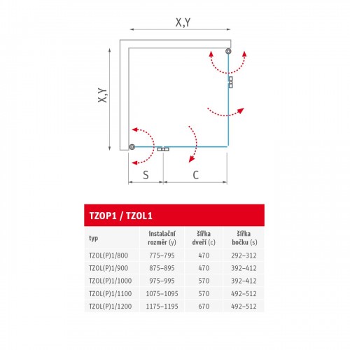 Roth TZOL1/800 TOWER LINE Brillant/Transparent 737-800000L-00-02 dušas durvis image 3