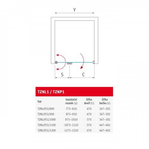 Roth TZNP1/800 TOWER LINE Brillant/Transparent 739-800000P-00-02 dušas durvis image 3