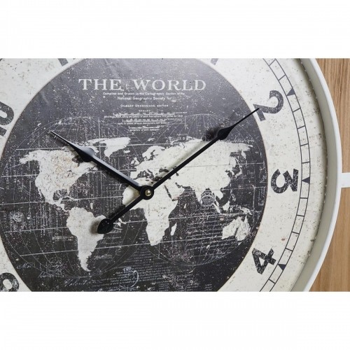 Sienas pulkstenis DKD Home Decor Melns MDF Balts Dzelzs Pasaules Karte (60 x 4,5 x 60 cm) image 3