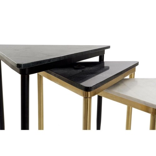 Набор из трех столиков DKD Home Decor Чёрный Позолоченный Металл Белый Зеленый Мрамор современный (68 x 46,5 x 53 cm) (3 штук) image 3