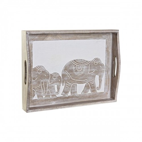 Snack tray DKD Home Decor Engraving 40,5 x 30,5 x 7 cm Elephant Brown Indian Man image 3