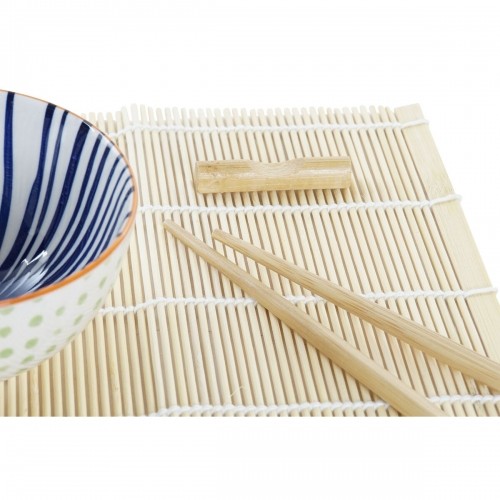 Набор для суши DKD Home Decor Синий Белый Бамбук Керамика (14,5 x 14,5 x 31 cm) image 3