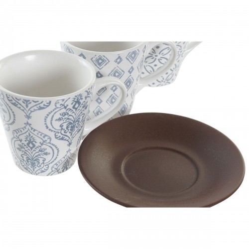 Komplekts ar kafijas tasēm DKD Home Decor Zils Brūns Keramika (150 ml) image 3