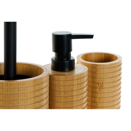 Набор для ванной DKD Home Decor Чёрный Натуральный Бамбук (7 x 7 x 16,5 cm) (3 Предметы) image 3