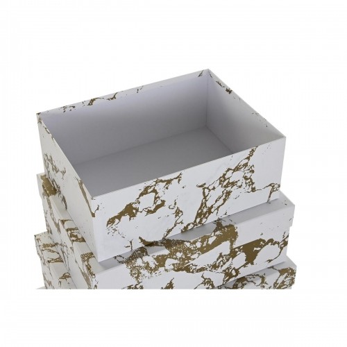 Set of Stackable Organising Boxes DKD Home Decor Golden White Cardboard (43,5 x 33,5 x 15,5 cm) image 3